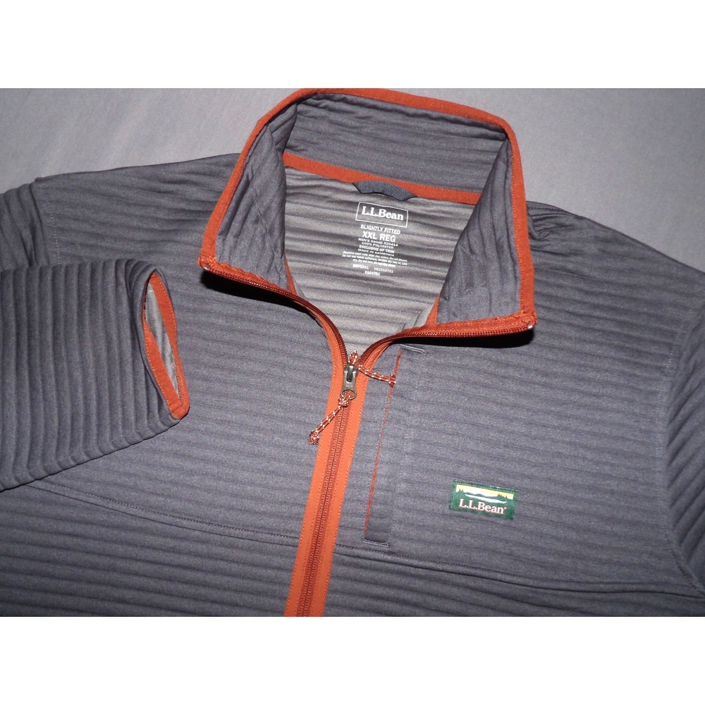 L.L. Bean Gray Full Zip-Up AirLight Knit Jacket Slightly Fitted Men's XXL